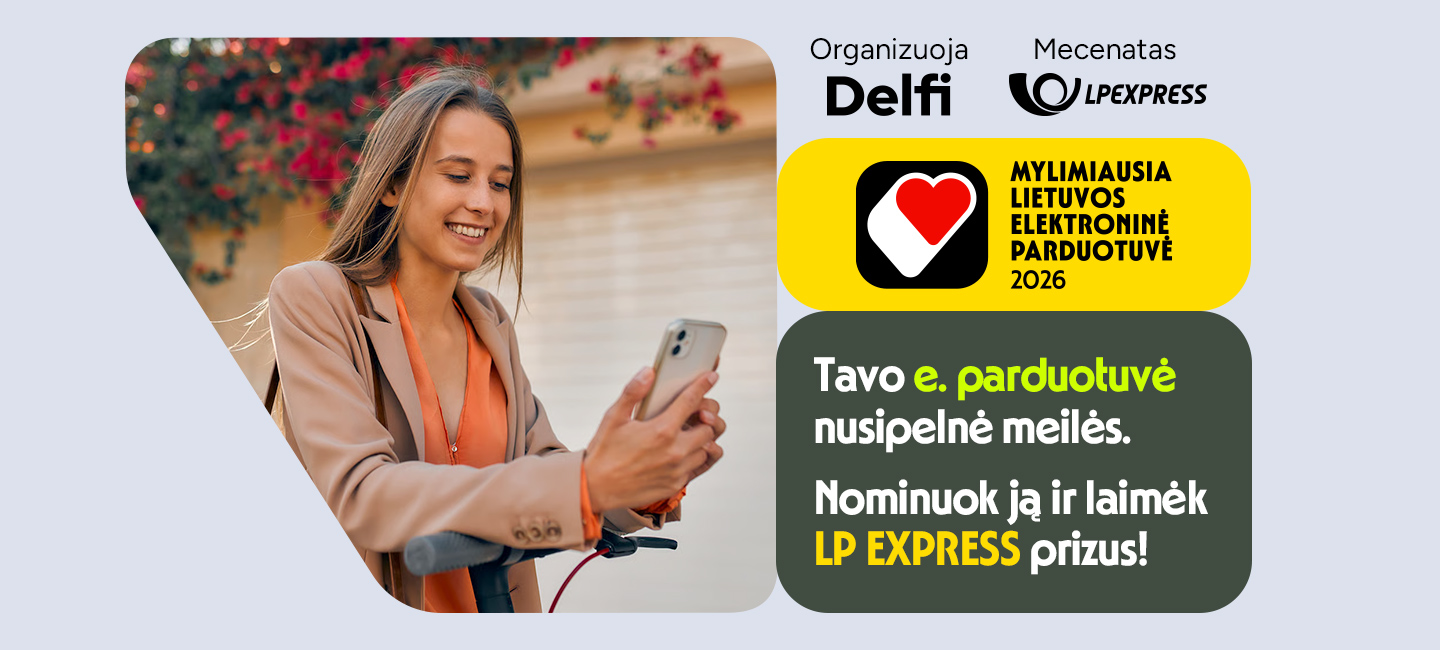 Myliausia Lietuvos elektroninė parduotuvė 2026. Tavo e. parduotuvė nusipelnė meilės. Nominuok ją ir laimėk LP EXPRESS prizus.