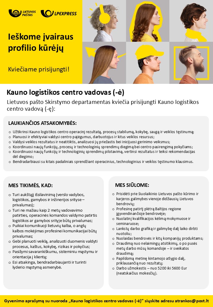 Kauno logisitkos centro vadovas (-ė)