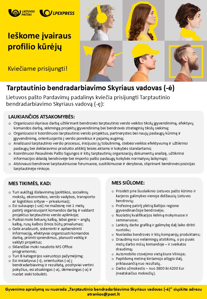 Tarptautinio bendradarbiavimo Skyriaus vadovas