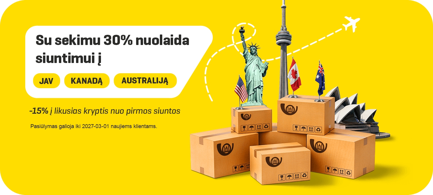 Pasiūlymas verslo klientams - nuolaida iki 30 proc. siuntimui į JAV, Kanadą ir Australiją